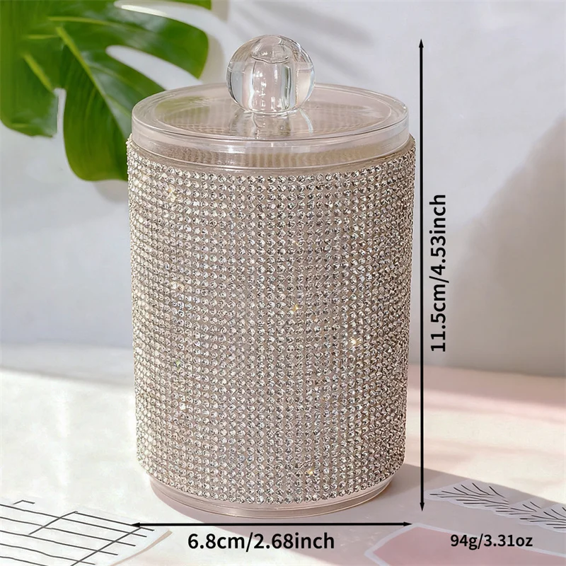 Luxury Diamond Cotton Swabs Storage Case Portable Makeup Cosmetic Organizer Dust-proof Jewelry Storage Container Makeup Tools 6