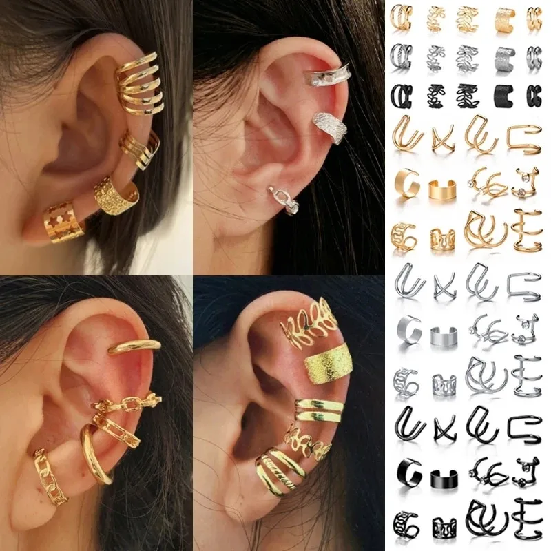 Leaves Ear Cuff Non-Piercing Fake Cartilage Clip Earrings for Men and Women Jewelry