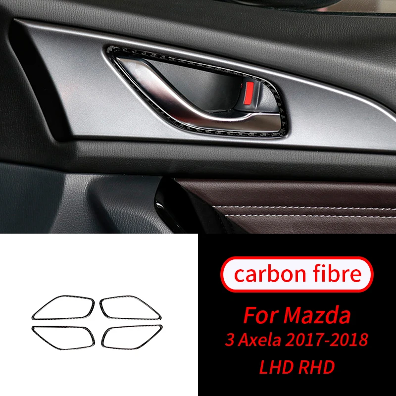 

For Mazda 3 Axela 2017-2018 4PCS Real Carbon Fiber Door Handle Frame Sticker Trim Car Interior Accessories Car Interior Supplies