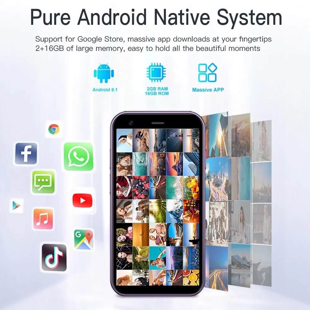 SERVO Mini Smart Phone Pure Android System 3.0'' Wyświetlacz WCDMA Dual SIM Card WiFi Hotspot GPS 2GB /16GB Kieszonkowy smartfon Type-C