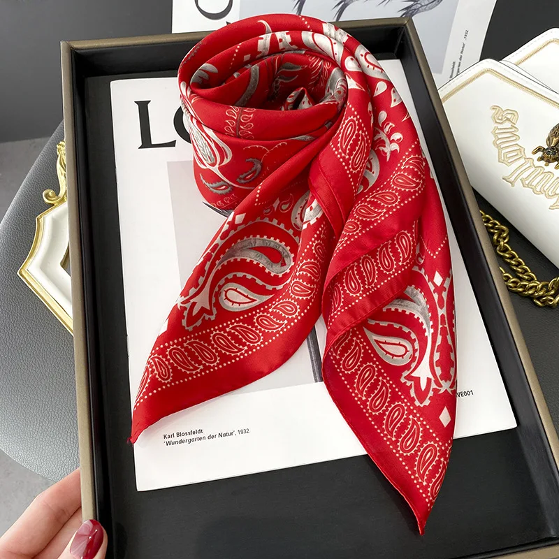 

70*70cm Square Silk Satin Hair Scarf Women Small Shawl Fashion Kerchief Neck Female Headband bandanna Lady foulard muffler girl