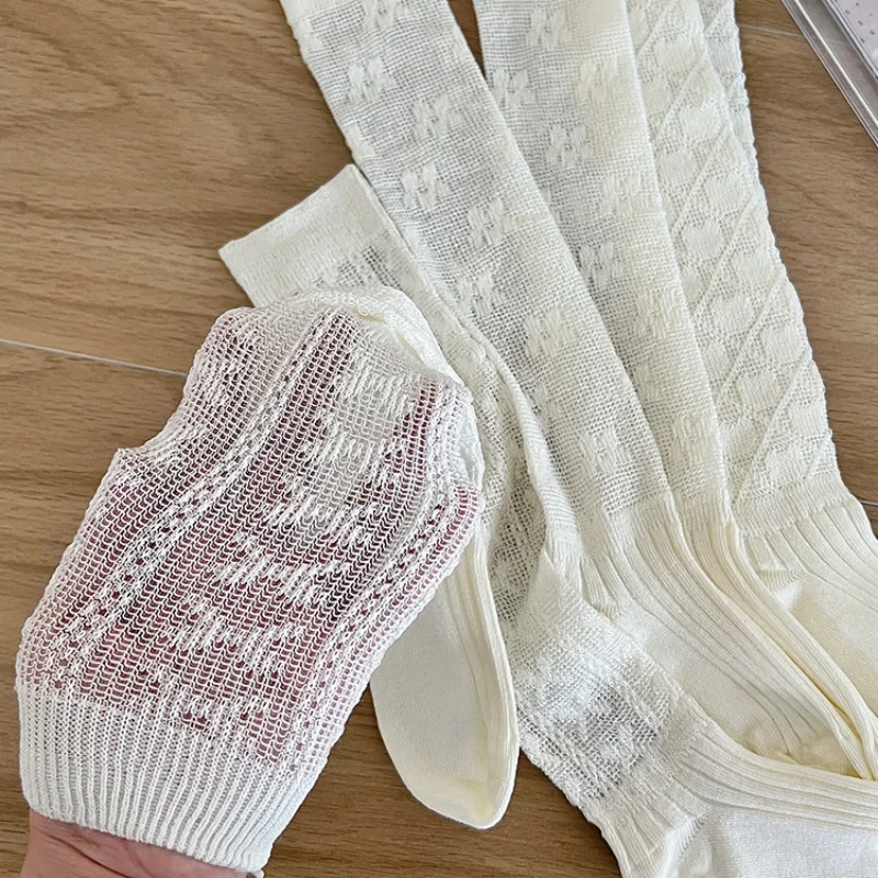 키즈 할로우 메쉬 롱 양말 여름 얇은 통기성 무릎 높이 양말 소녀 어린이 달콤한 로리타 공주 양말 1-12 년