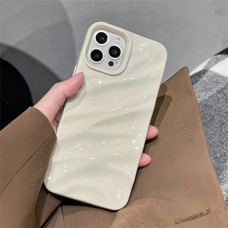 thumbnail image 1 of Luxury 3D Glossy Wavy 15 14 Pro Max Phone Case For iPhone 11 12 13 14 15 Pro Max X Xr Xs 7 8 Plus Se 3 Shockproof Cover Gift, 1 of 4