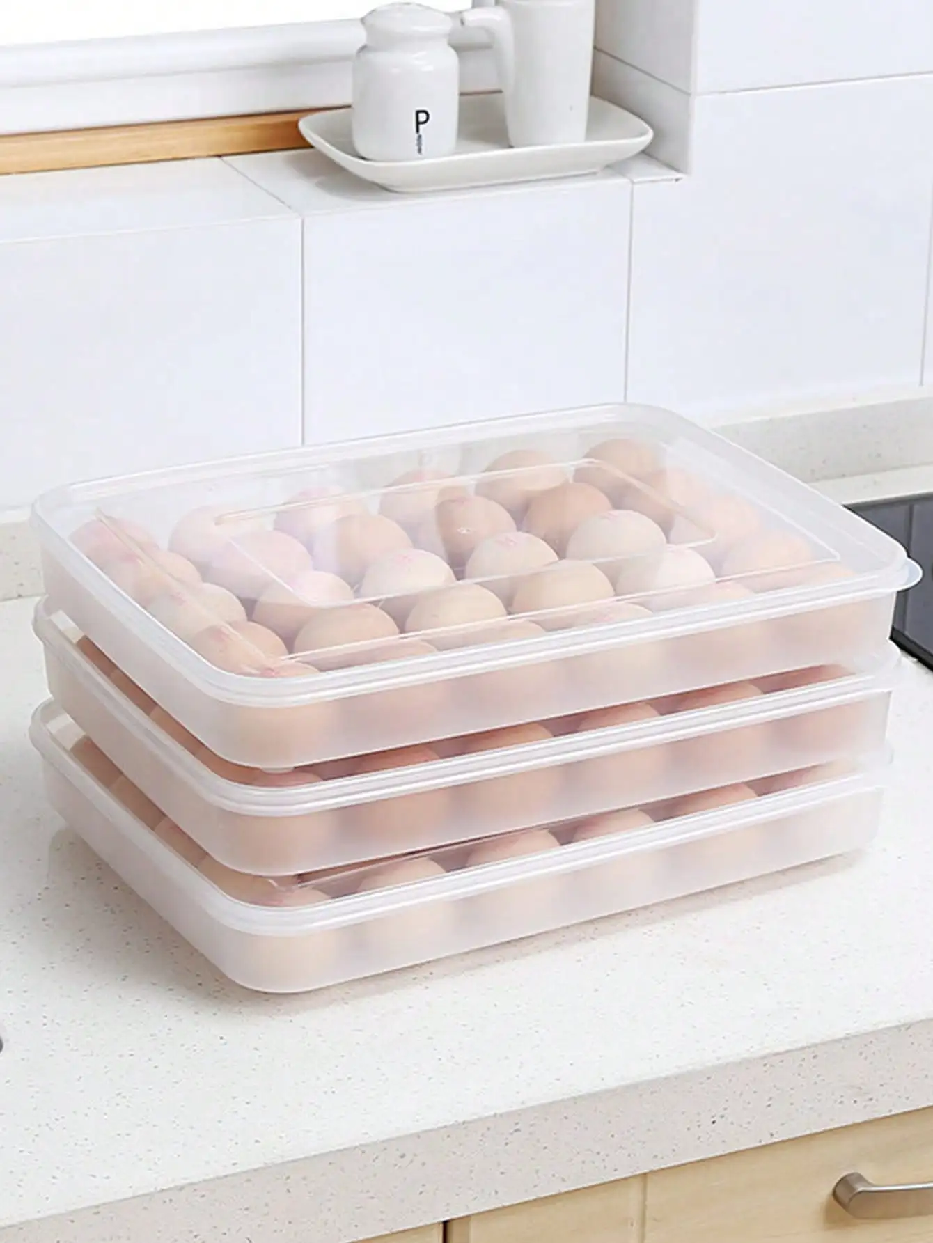 1pc 30 Grid Clear Egg Storage Box, Clear Egg Storage Box Dispenser Plastic Egg Holder For Refrigerator 3