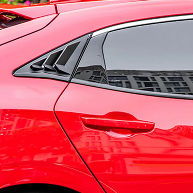 

Matt Black Car Rear Triple-Cornered Window Louvers Side Vent Cover Decoration For Honda Civic Hatchback 2016-2021