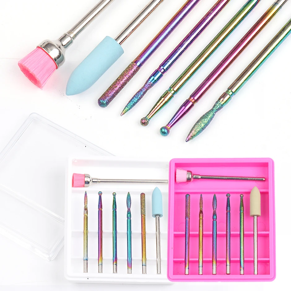 6/7Pcs Pro Set Di Punte Per Trapano Per Unghie Kit Di Fresa Lucidatura Esfoliante Rimozione Attrezzature Accessori Per Trapano Pedicure Saset-Ru