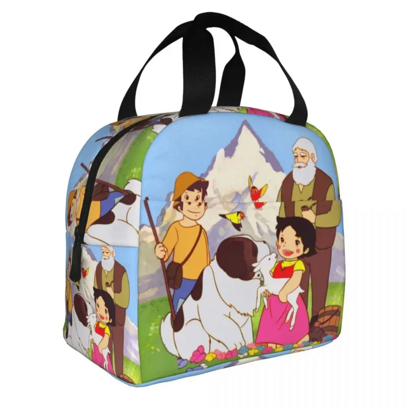 

Heidi Peter And Grandpa Together Insulated Bag Leakproof Alps Mountain Goat Cooler Thermal Lunch Tote Box For Women Kids