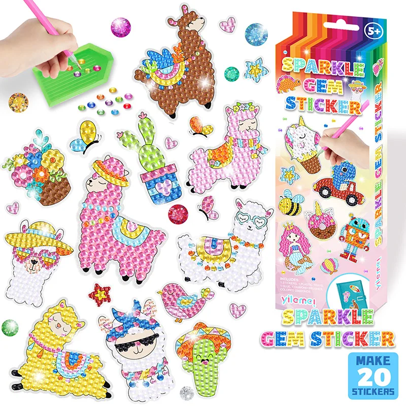 

Kids Diamond Painting Stickers Kits for Children Easy DIY Mermaid Cartoon Stickers Diamond Painting by Numbers Art Crafts Set