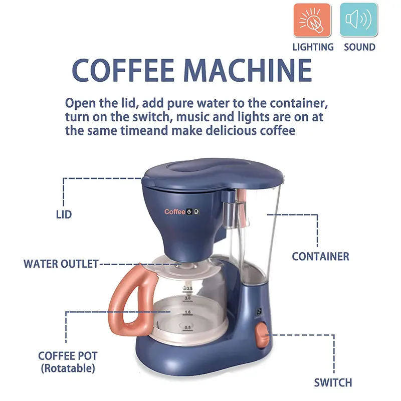 Pretend Kitchen Toys Pretend Kitchen Play Toys Electric Vacuum Cleaner Water Sweeper Household Juicer Dispenser Washing Machine Light Tools Kids