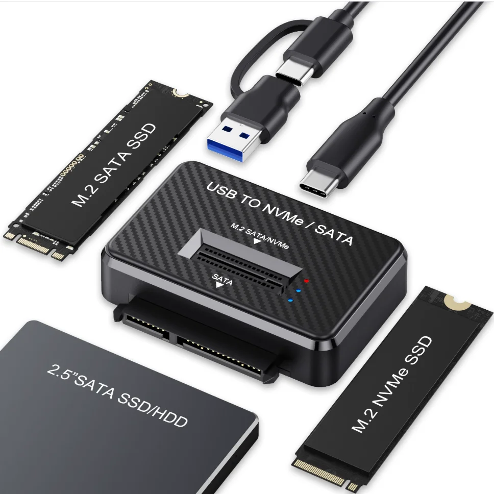 M2 SATA NVMe SSD를 USB 3.1 10Gbps에 연결하는 2.5인치 SATA SSD HDD 디스크 드라이브 어댑터용 직접 연결 플러그, M2 SSD 인클로저 도킹 베이스