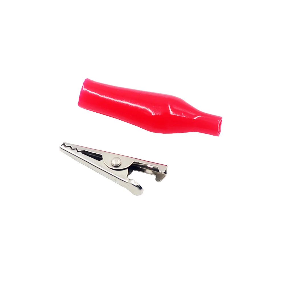 10pcs/lot 28MM Metal Alligator Clip Crocodile Electrical Clamp for Testing Probe Meter Black and Red with Plastic Boot