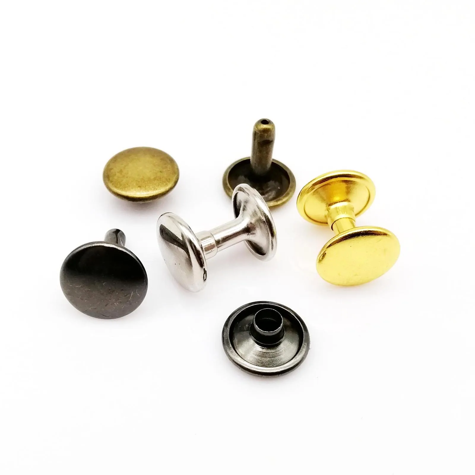 Metal Rivets 50 sets High Quality Iron Double Cap Round Rivet Spike Stud for Leather Belt Wallet Bag Clothes Decorative DIY Repair with Tool metal rivets