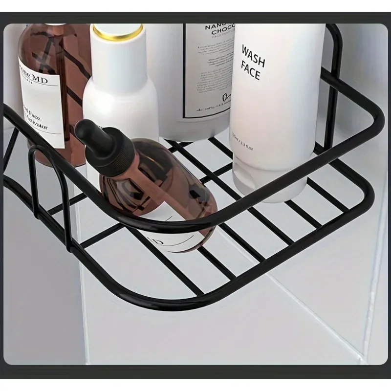 Bathroom Storage Rack Wall-mounted Punch-free Metal Accessories