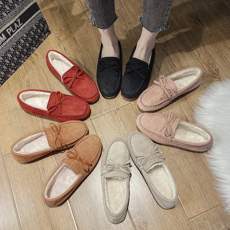 

Winter Shoes Women Casual Moccasins Loafers Warm Plush Slip on Flat Shoes Ladies Oxfords Shoes Feetwear Plus Size 43 Zapatos