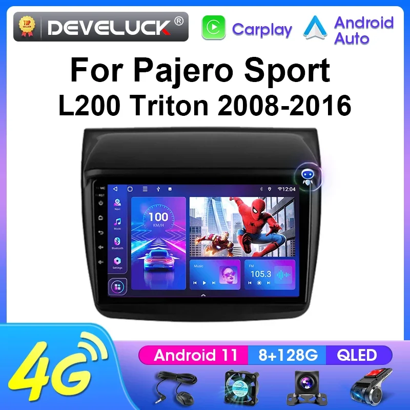 For Mitsubishi Pajero Sport L200 Triton 2008 - 2016 Car Radio Android 12 Multimedia Video Player GPS 4G Carplay Stereo Head Unit