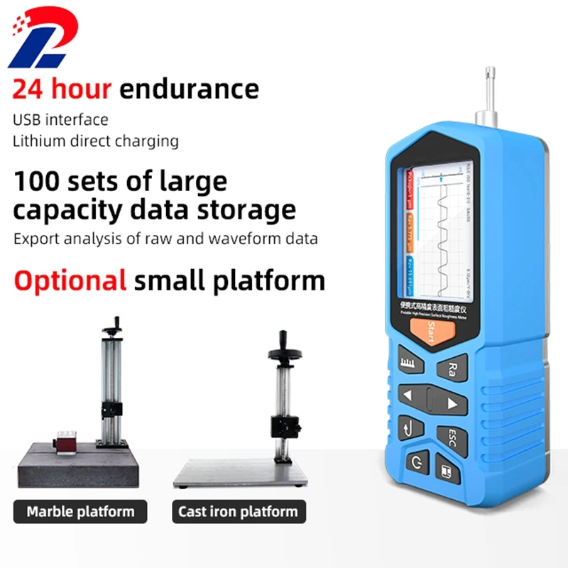 Portable Surface Roughness Meter 160μm TFT LCD Digital Flat Inclined Curved Surface Smoothness Tester Raw Waveform Rugosimeter 6