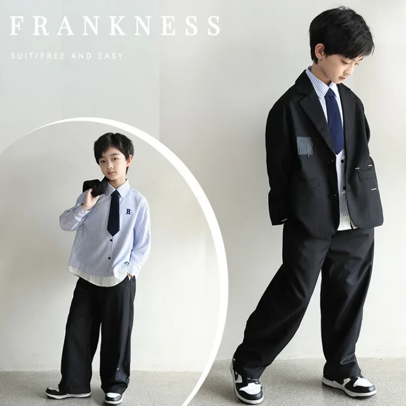 

Top Quality Big Boys Suit For Wedding Teenager Kids Formal Tuxedo Dress Children Photograph Blazer Party Performance Costume