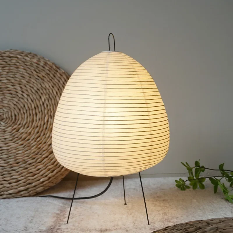Wabi-sabi Designer Rice Paper LED Table Lamp Stand Light Living Room Bedroom Decor Art Desk Light Atmosphere Tripod Bedside Lamp 5