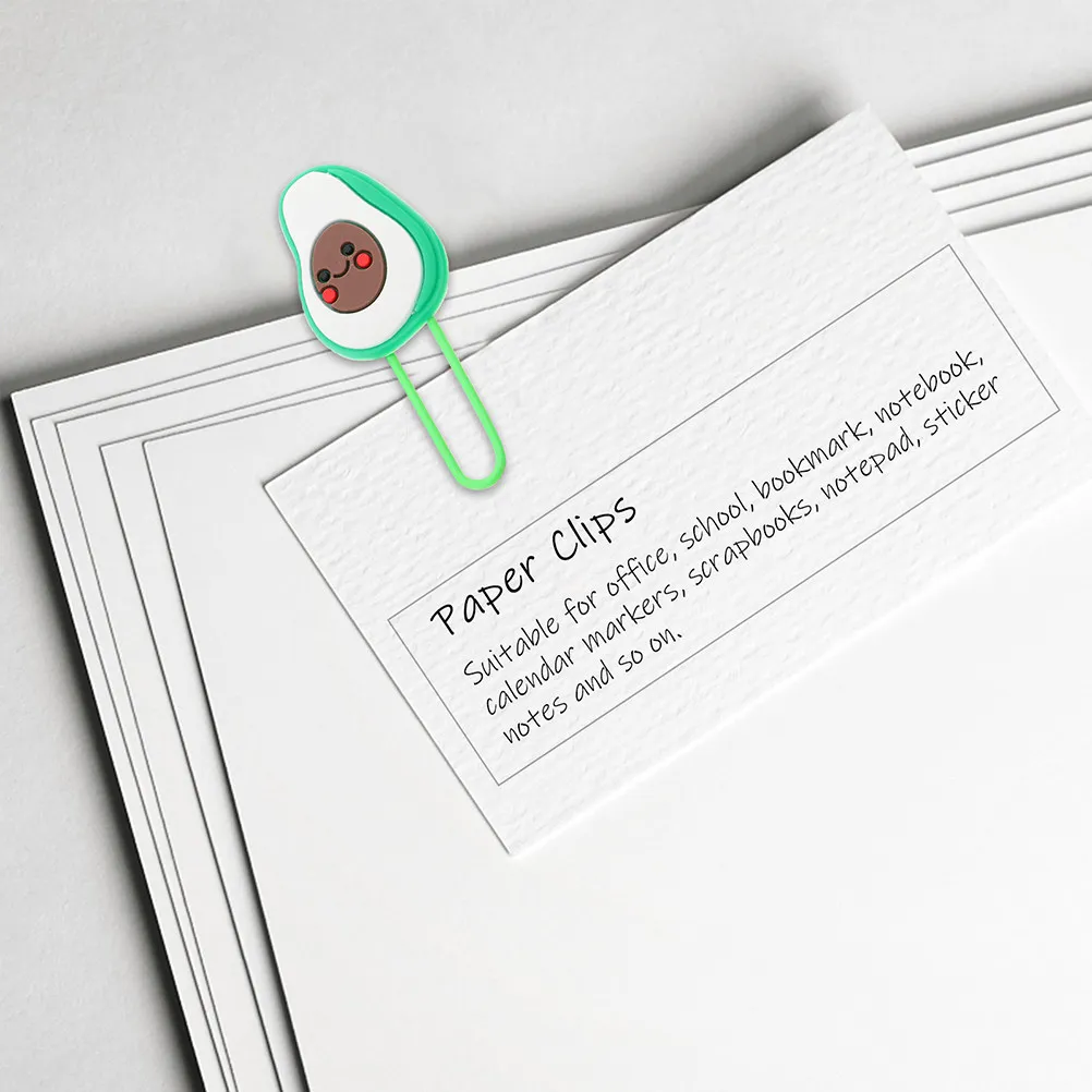 8Pcs 아보카도 종이 클립 사무실 학교 문서 파일 서류 정리용 귀여운 과일 모양의 창의적인 종이 클립