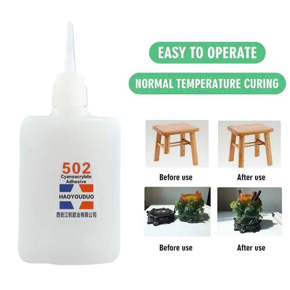 40ml 502 Super Glue Instant Quick Dry Cyanoacrylate Rubber Bond Adhesive Fast Strong Quick Office Supplies Leather Glue Met M5C3