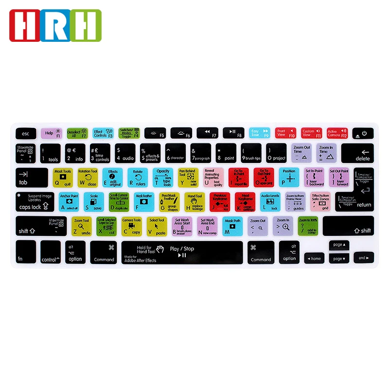 

After Effects Hotkey Functional Laptop Silicone Keyboard Cover US&EU For Mac Air Pro Retina 13" 15" 17"
