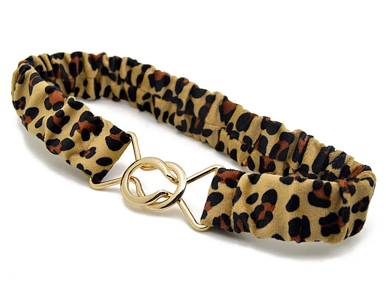 New Korean Metal Buckle Leopard Print Belt Children Trend Waistband Accessories Sweater Dress Elastic Fashion Adjustable Belt