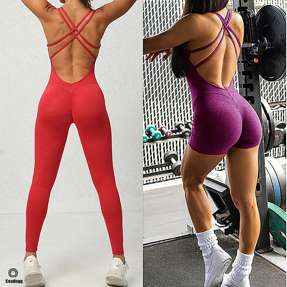 2024 Pad Lycra Active Wear Gym Yoga Set Women Fitness Scrunch Legging Women  Workout Female Sports Outfit Suits Exercise Jumpsuit