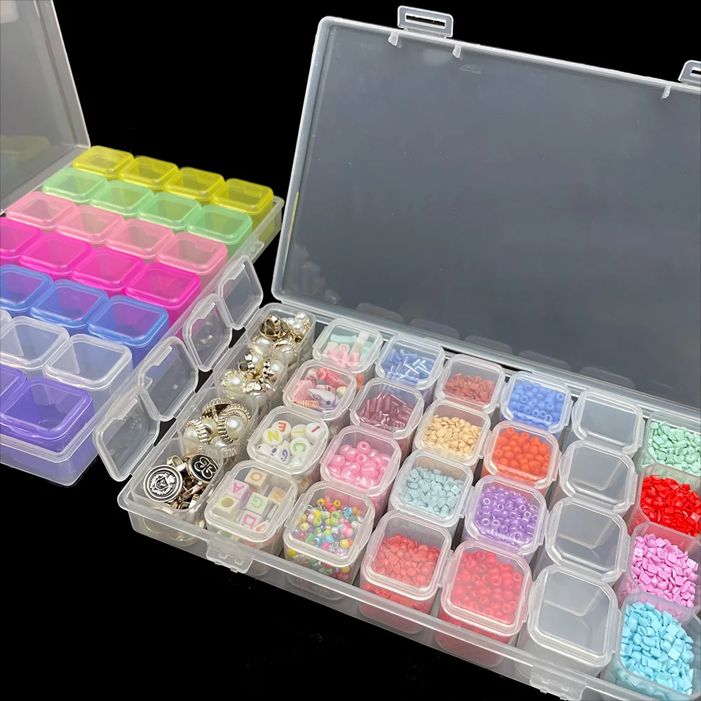 28 Grids Diamond Painting Tools Storage Box with Funnel Sticker Pen Diamond Painting Embroidery Accessories Container 4