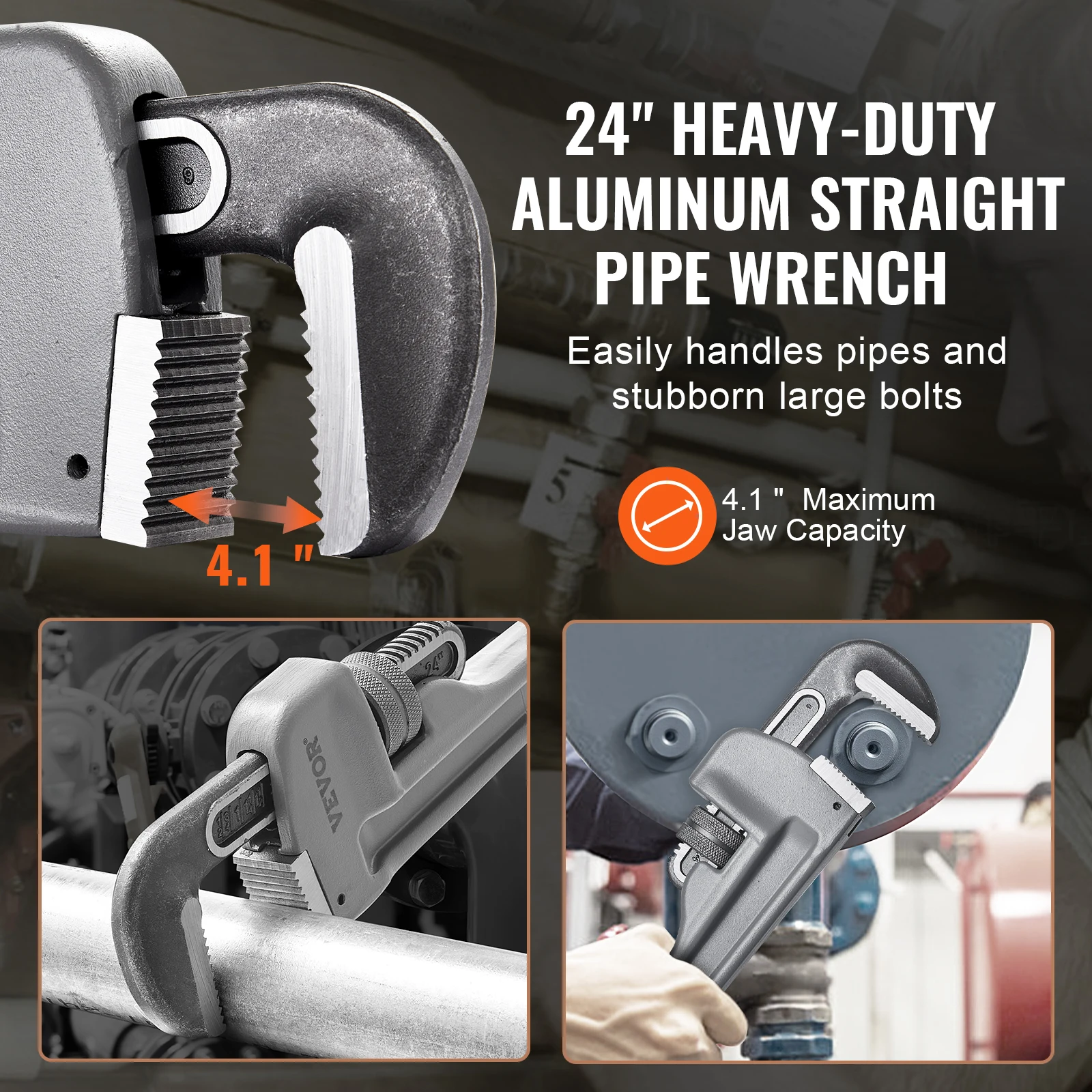 Aluminum Straight Pipe Wrench for Plumbing and Automotive