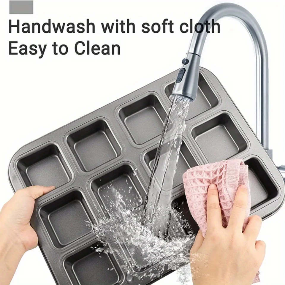 12-Mini Loaf Baking Pans Kitchen Cake Square Household Bread Muffin Multi-Function Mold