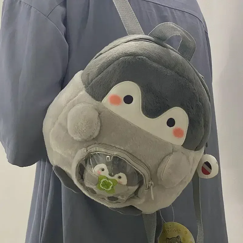

Fashion Cute Plush Women Handbag Jk Lolita Sweet Backpack Kawaii Cartoon Penguin Doll Casual Soft Fashion Designer Shoulder Bag