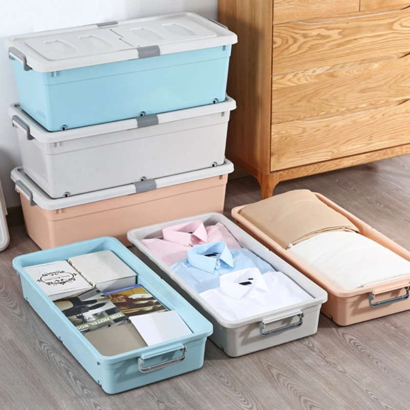 Under-Bed Clutter Organizer Flat Clothes Storage Box with Wheel Drawer Dustproof and Durable Solution for Space Maximization