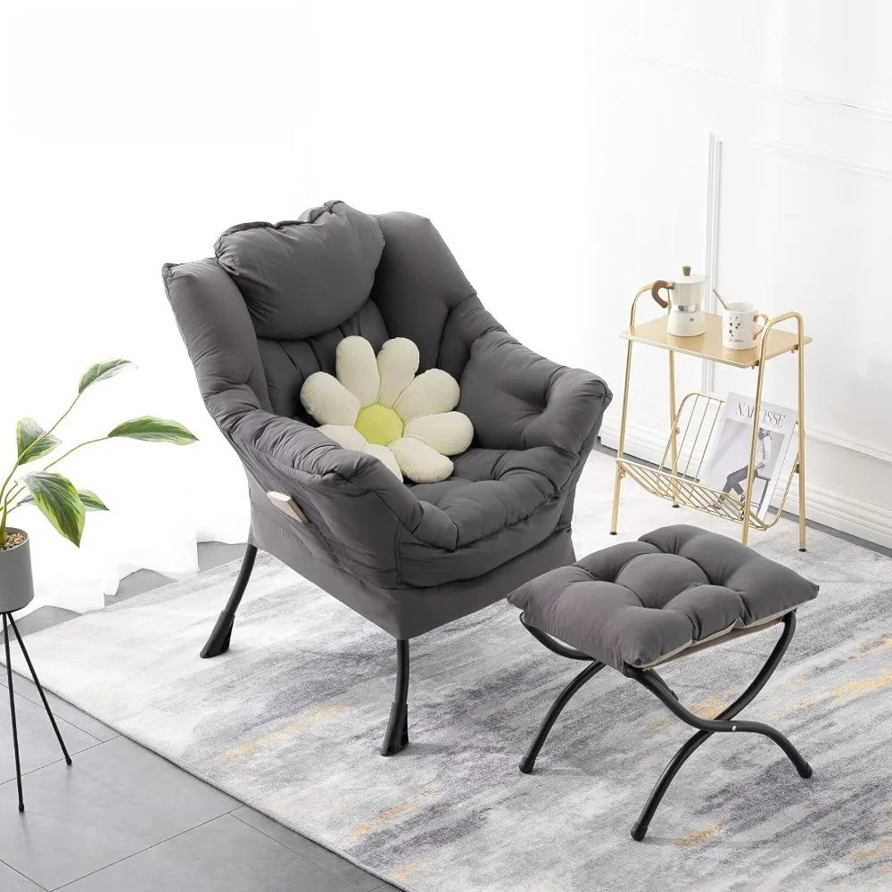 

Lazy Chair With Ottoman Modern Large Accent Lounge Chair Leisure Sofa Armchair With Ottoman Living Room Armchairs Single Comfy