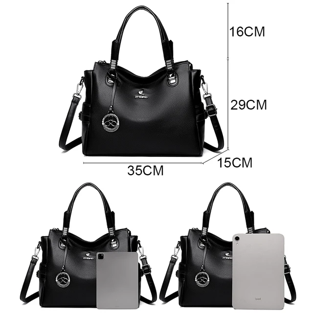 Real Women Soft Leather Shoulder Bags Luxury Women's Bag High Quality Ladies Handbag Fashion Female Messenger Bag Large Tote Sac 2