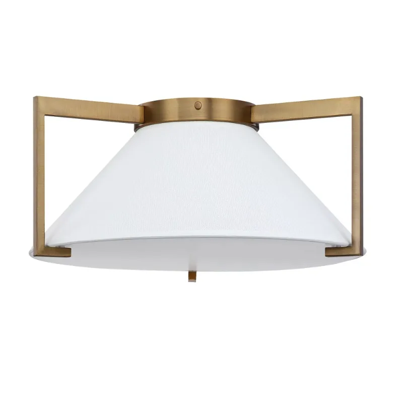 

Gold Flush Mount Close to Ceiling Light Fixture with Fabric Shade for Hallway or Kitchen