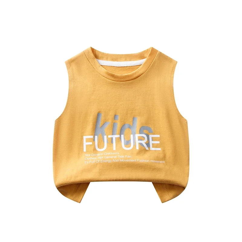 Children's Summer T-shirts Boys Girls Vests Sleeveless Cartoon Tee Tops 100% Cotton Comfortable Kids T-shirt Clothes Fashion New 5