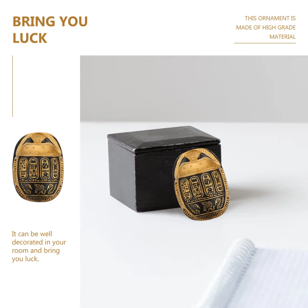 1pc Egypt Scarab Beetle Figurine Desktop Ornament Egypt Artware Figurine Vintage Resin Crafts Decoration 6.8x5x2cm