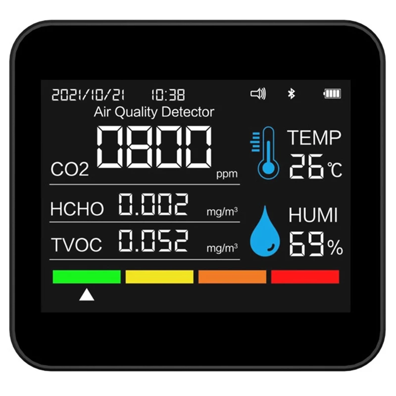 

Монитор качества воздуха, измеритель CO2 APP BT, детектор углекислого газа PM2.5 PM1.0 PM10, датчик температуры и влажности CO2 9 в 1