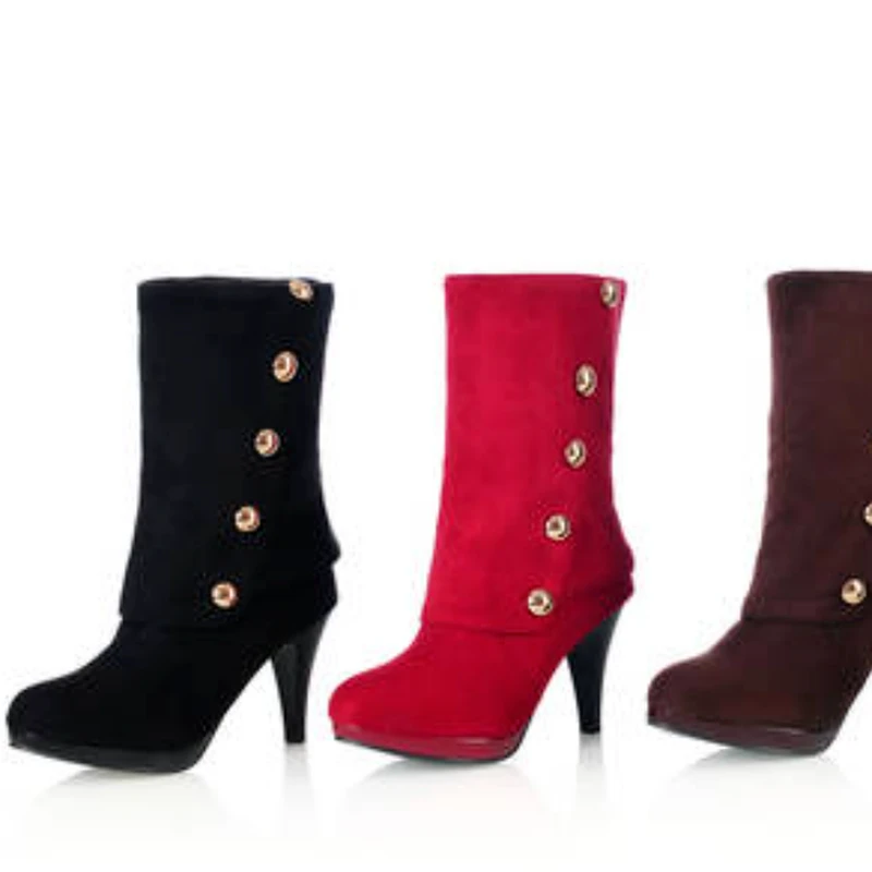 Boots Women 8.5cm Heels Leather Zip Knee Thin High Heels Boots Autumn Winter Wedding Party Shoes Big Size 33-43  Women Shoes New