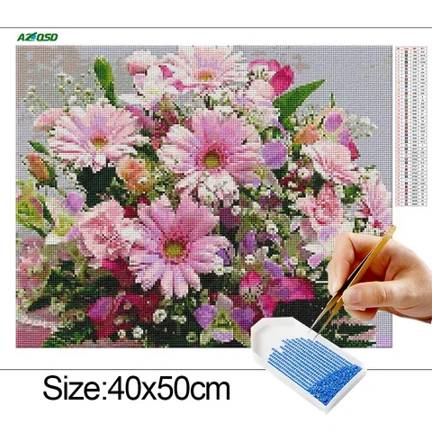 AZQSD Diamond Painting Daisy Sunflower Picture Of Rhinestones Embroidery Flower Unique Gifts For Children Needlework Art images - 6