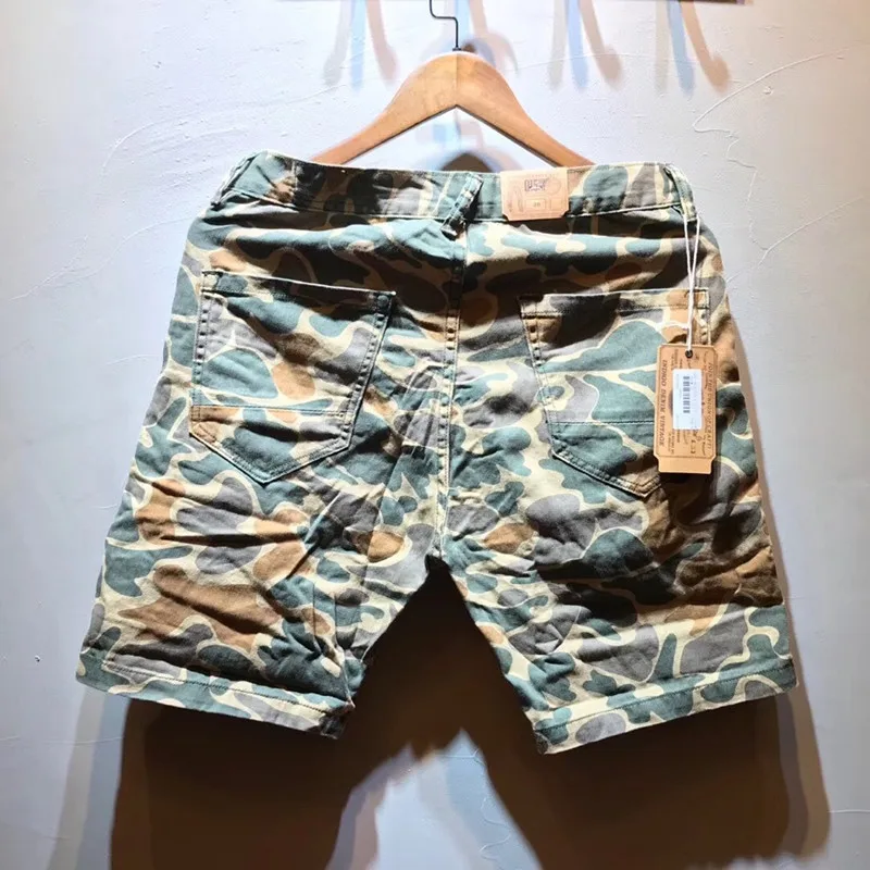 Men's Canvas Prisoner Overalls Shorts Retro Motorcycle Striped Pants AMEKAJI Outdoor Hiking Trekking Camping Clothing Riding sport shorts