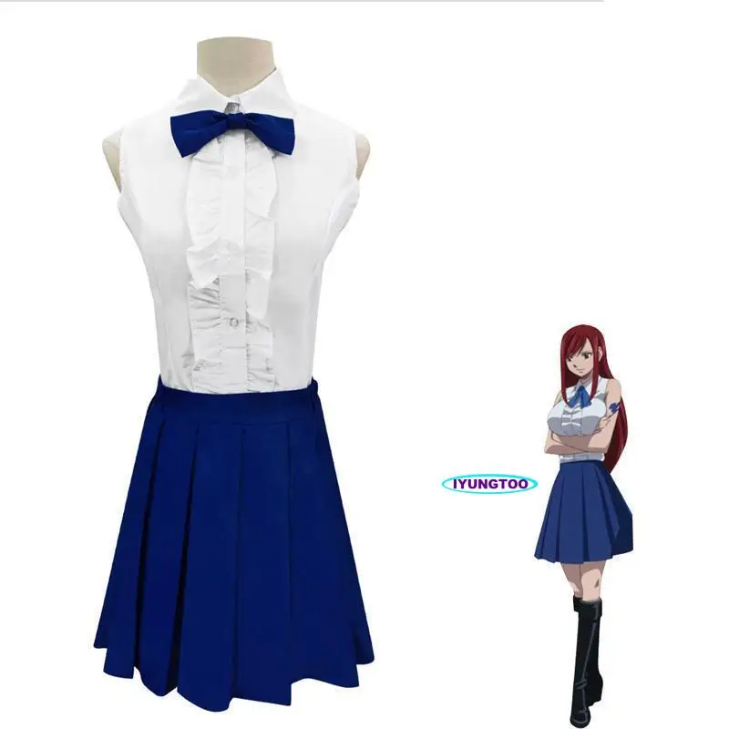 

Anime Fairy Tail Erza Scarlet Cosplay Costumes Anime Clothing Fairy Queens Daily Clothes Girls JK Uniform Skirts Erza Cosplay