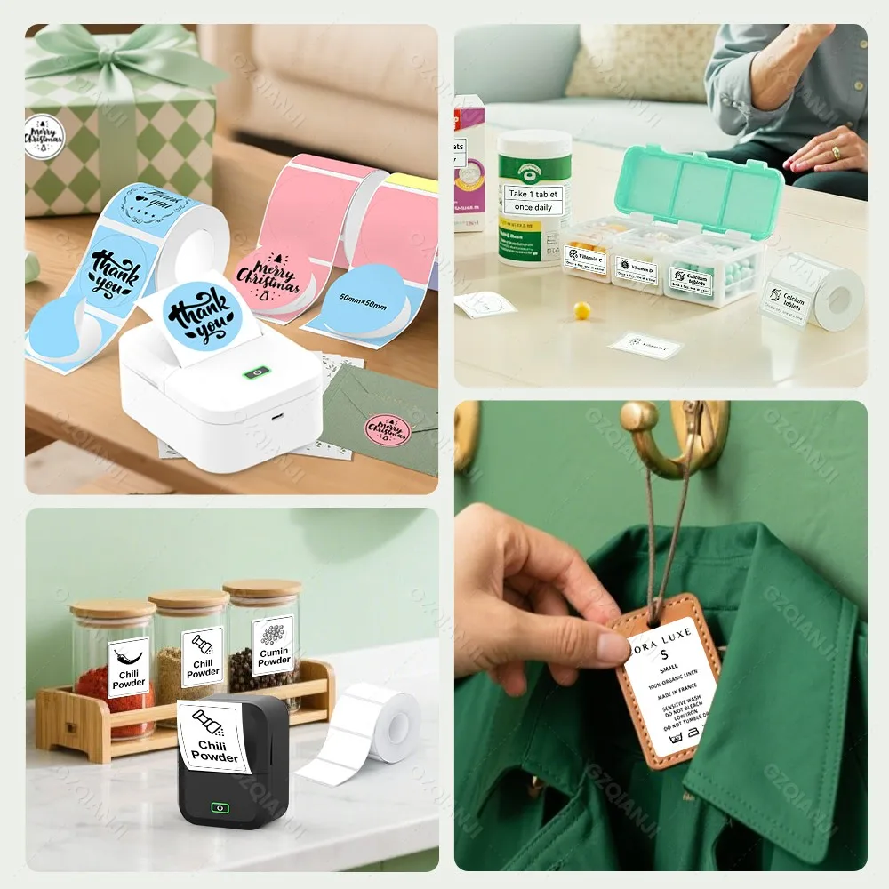 20-50mm X2 Portable Thermal Label Printer Wireless Sticker Printer For Home Adhesive Label Maker Compatible With iOS & Android