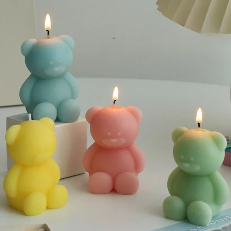 Description Picture 4 of itemCute Cartoon Bear Silicone Candle Mold DIY Gypsum Cement Resin Handmade Soap Mold Birthday Party Wedding Gift Making Kit