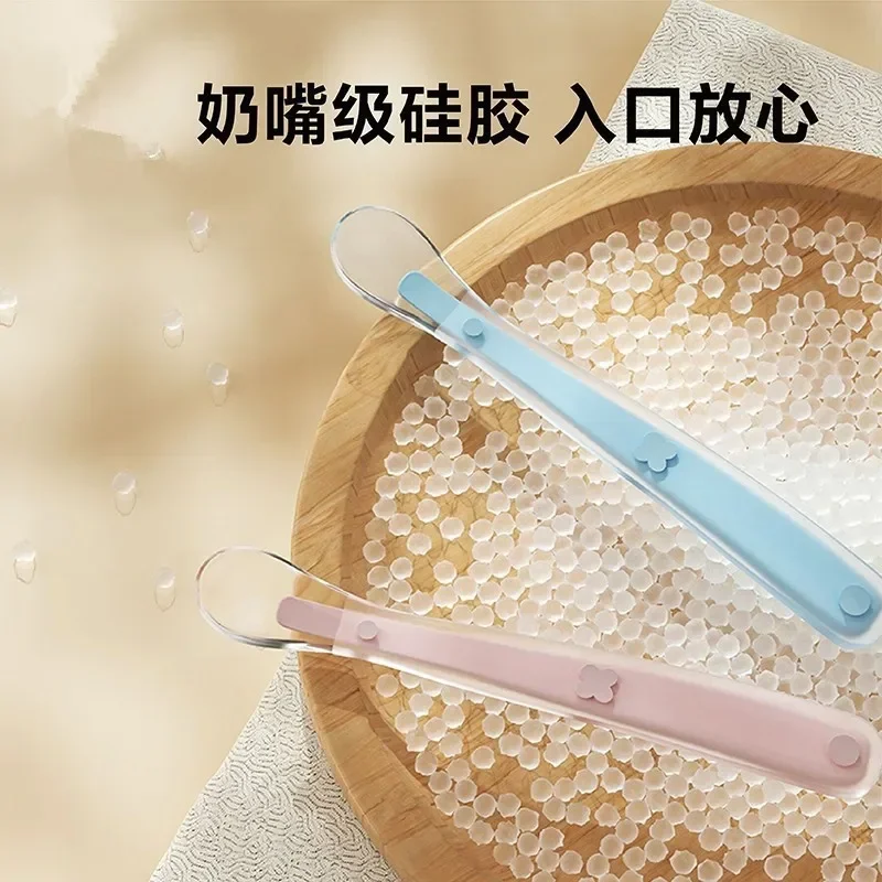 Baby Silicone Soft Spoon silicone cutlery set baby feeding spoon Children's Training Spoon Baby Feeding Silicone Soft Head Safety