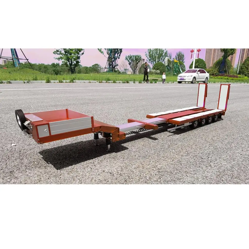Degree Metal 4Axle Heavy Steering Trailer 997 Spare Part Red For 1/14 TAMIYAYA RC Tractor Truck Remote Control Car Model TH20374 4