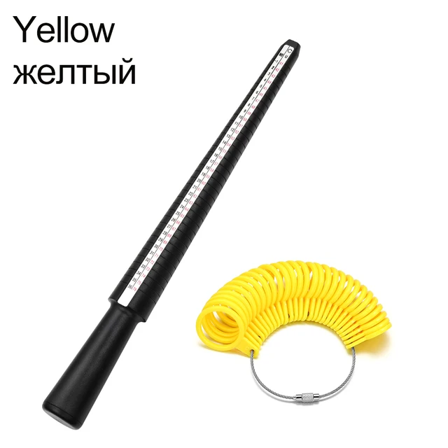 1pcs Professional Jewelry Tools Ring Mandrel Stick Finger Gauge Ring Sizer Measuring UK/US Size For DIY Jewelry Size Tool Sets stick-Yellow