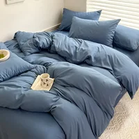 Ensemble de literie en coton, linge de lit solide, avec drap, housse de couette, taie d'oreiller, pour Couple simple, King, Queen, Double, taille 5