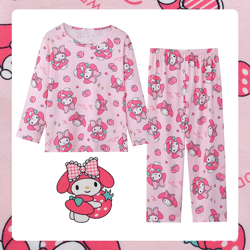 

Anime Sanrio Kuromi My Melody Fall Children's Pajamas Cinnamoroll Casual Loose Round Neck Thin Section of The Girl Homewear Suit