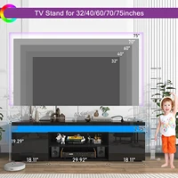 66 Inch LED TV Stand for 70/75 Inch TV, Modern Gaming TV Cabinet with Power Outlet, High Gloss Entertainment Center with Storage 6